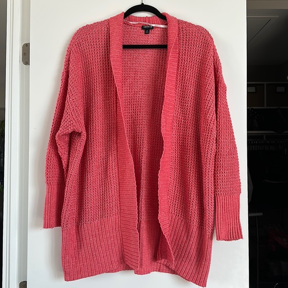 Torrid - Waffle Knit Open Front Sweater Coral - Picture 5 of 11